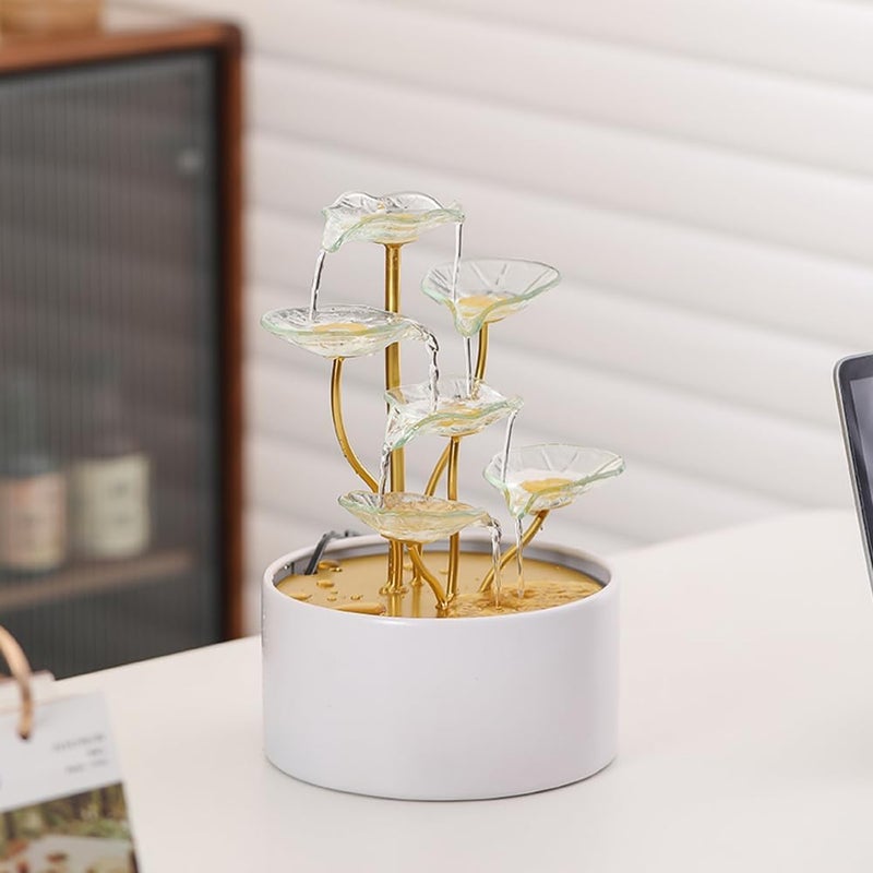 Andady Tabletop Fountain Water Feature Indoor and Outdoor Home and Garden Decoration (Leaf Fountain 1) - Image 1